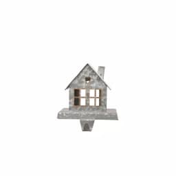 Glitzhome 6 in. Galvanized Metal House Stocking Holder - Rustic Country Christmas Decor thumbnail 1