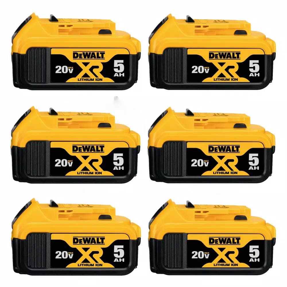 DEWALT 20V MAX XR 5.0Ah Lithium-Ion Battery Pack, 6-Pack Set