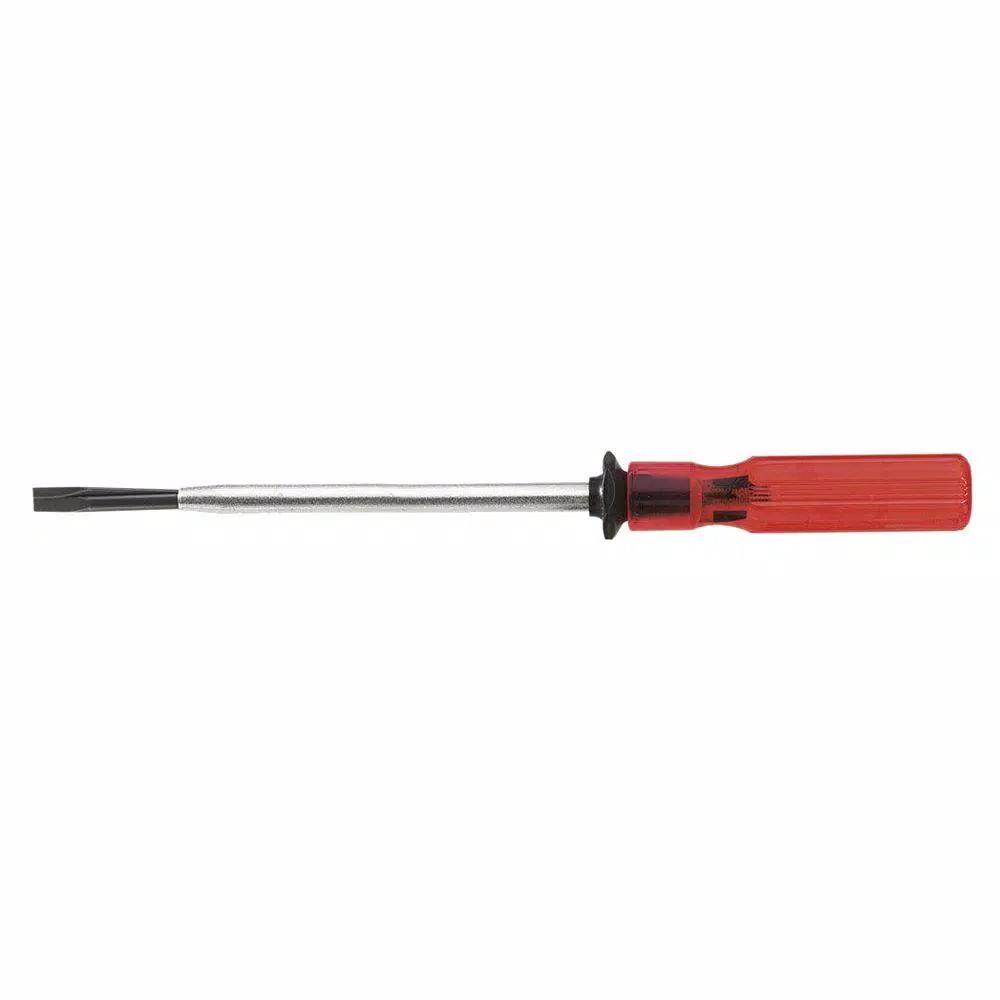 Klein Tools 1/4 in. Slotted Screw-Holding Flat Head Screwdriver, 8 in. Round Shank