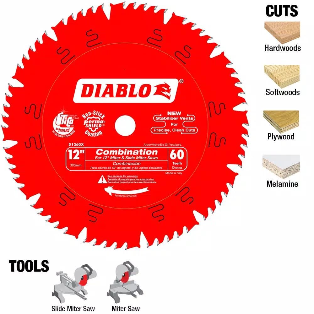Diablo 12 in. x 60-Teeth Combination Carbide Circular Saw Blade