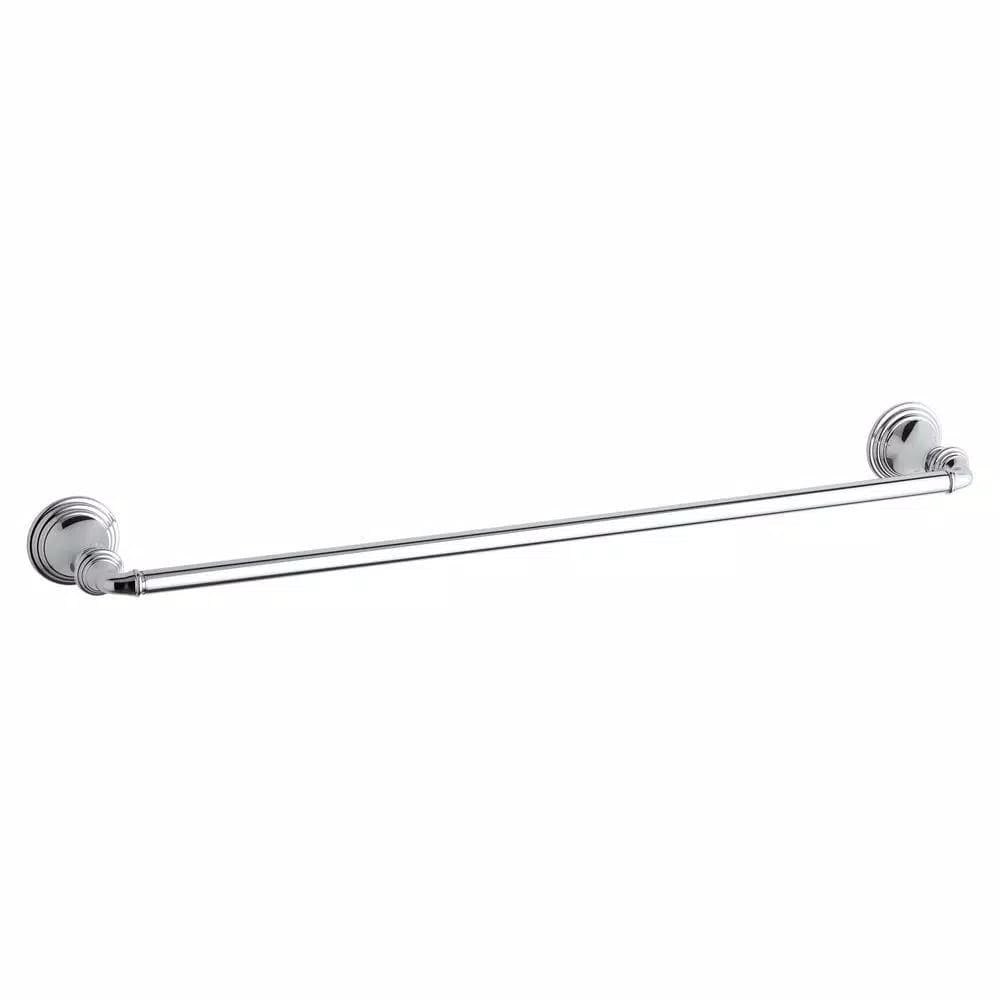 KOHLER Devonshire 3-Piece Bathroom Hardware Set - Towel Bar, Ring, and Toilet Paper Holder in Polished Chrome