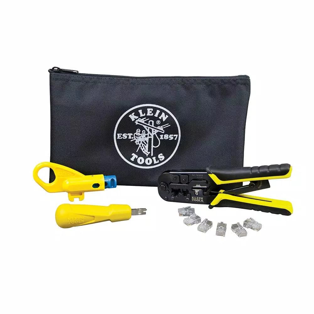Klein Tools Twisted Pair Installation Kit with Crimper, Stripper, and Punch Down Tool