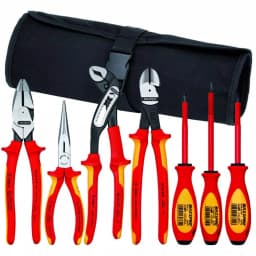 KNIPEX 7-Piece 1,000-Volt Insulated Pliers and Screwdriver Tool Set with Nylon Pouch thumbnail 1