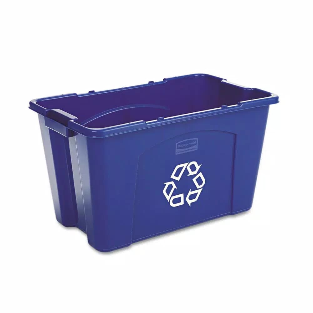 Rubbermaid Commercial Products Rubbermaid 18 Gal. Blue Recycling Bin, Stackable Polyethylene Waste Receptacle