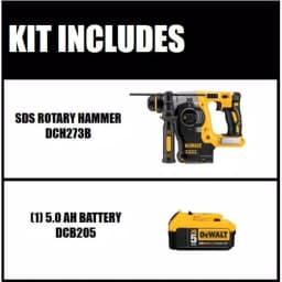 DEWALT DCH273B 20V MAX XR Brushless 1 in. SDS Plus L-Shape Rotary Hammer with (1) 5.0 Ah Battery thumbnail 2