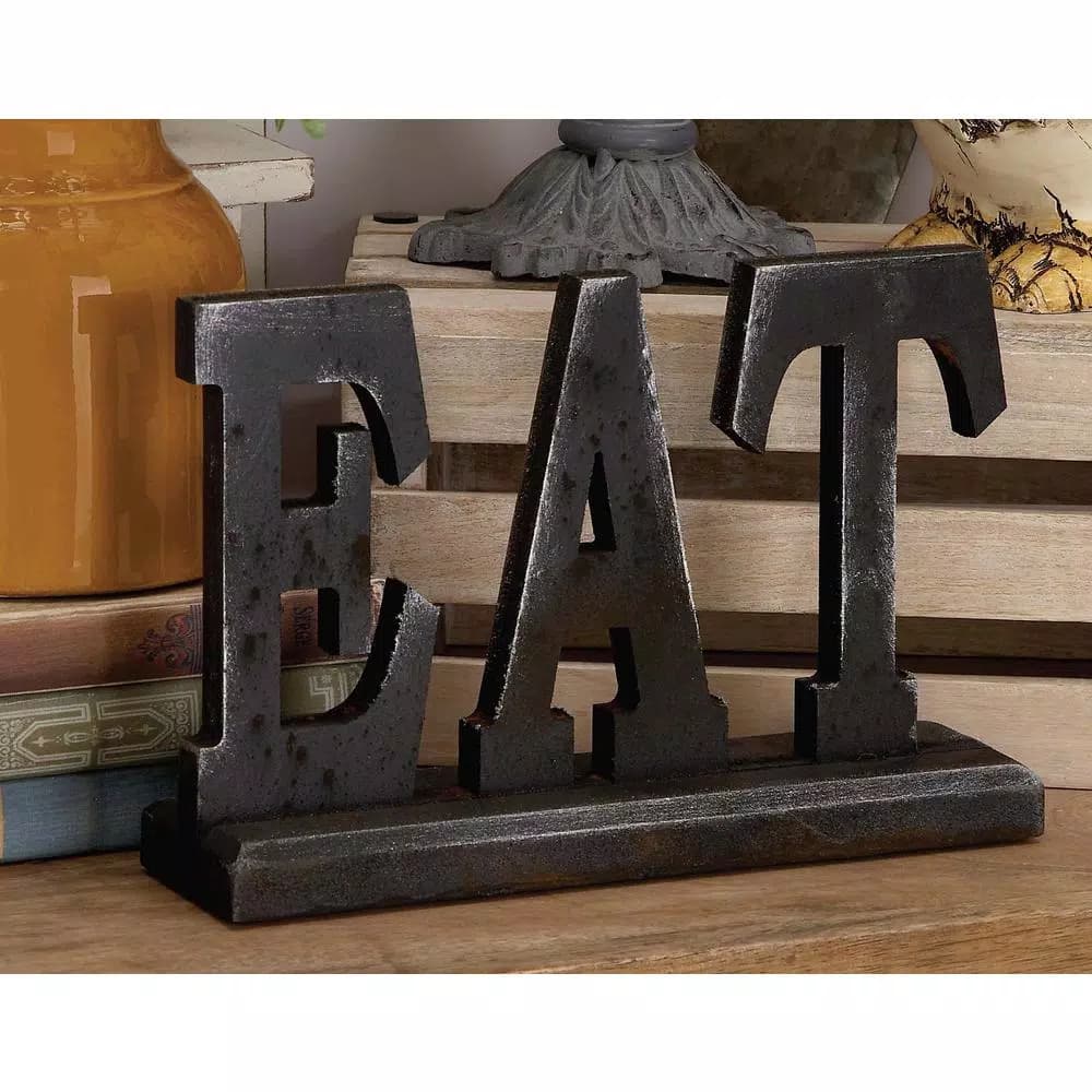 LITTON LANE Home and Hearth 12 in. x 8 in. EAT Wood Sign - Rustic Kitchen Decor