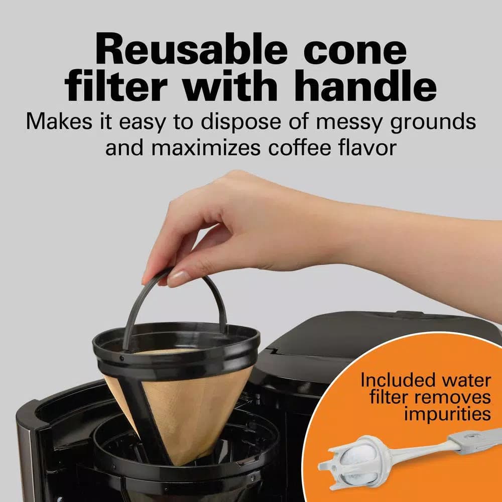 Hamilton Beach 14-Cup Programmable Drip Coffee Maker with Front-Fill Design, Black