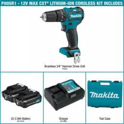 Makita 12V Max CXT Brushless 3/8 in. Cordless Hammer Driver-Drill Kit w/ (2) 2Ah Batteries, Charger & Case thumbnail 2