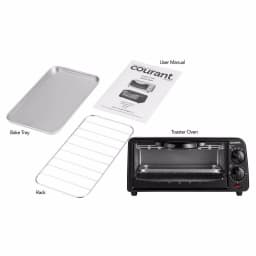 Courant 2-Slice Compact Toaster Oven with Bake Tray and Toast Rack, Black thumbnail 4