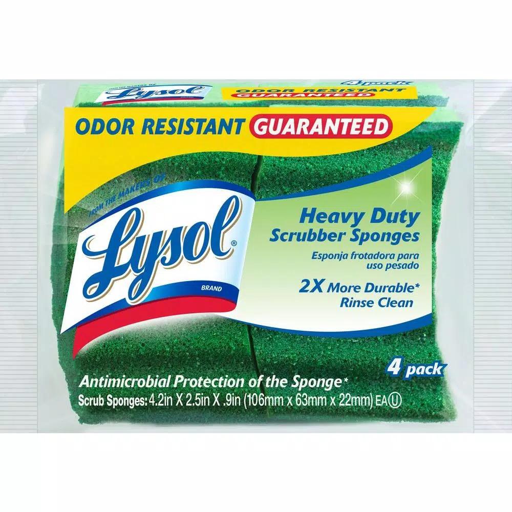 Lysol Quickie Heavy-Duty Scrubber Sponges, Antimicrobial, 4-Pack