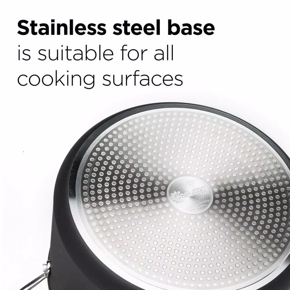 Ecolution Symphony 8-Piece Aluminum Nonstick Cookware Set with Hydrolon PFOA-Free Coating, Slate
