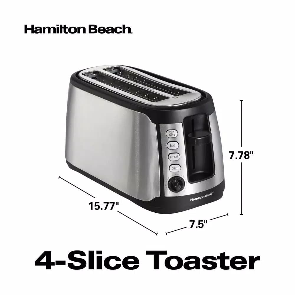 Hamilton Beach 4-Slice Long Slot Toaster with Keep Warm Setting, Black