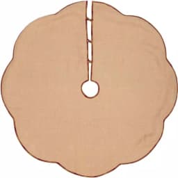 VHC Brands 55 in. Burgundy Check Red Primitive Christmas Tree Skirt with Scalloped Edge thumbnail 2