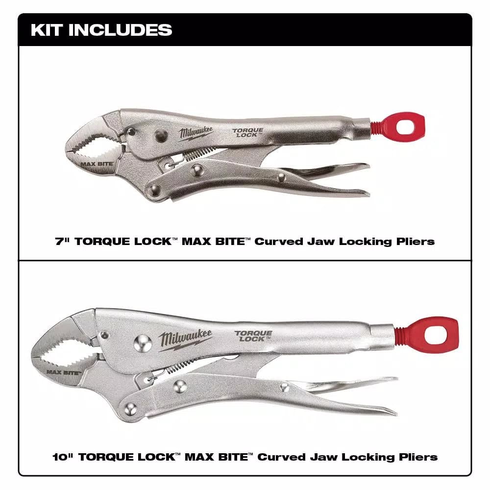 Milwaukee TORQUE LOCK Curved Jaw Locking Pliers Set with MAXBITE, 2-Piece (7 in. and 10 in.)