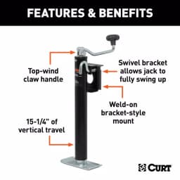 CURT Swivel Bracket-Mount Trailer Jack with Top Handle, 2,000 lbs. Capacity, 15 in. Travel thumbnail 6