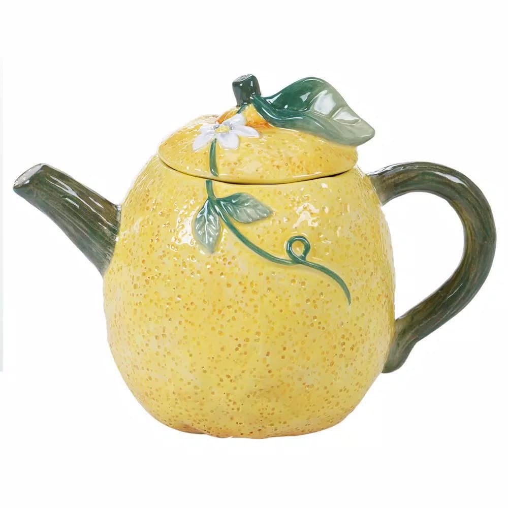 Certified International Citron 24 oz. 3-D Multi-Colored Lemon Ceramic Teapot