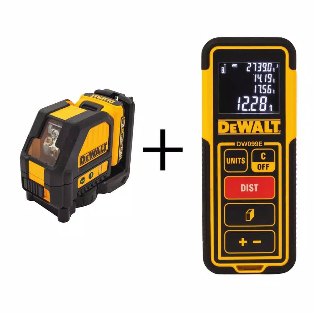 DEWALT 12V MAX Lithium-Ion Green Cross-Line Laser Level with 100 ft. Laser Distance Measurer Bundle