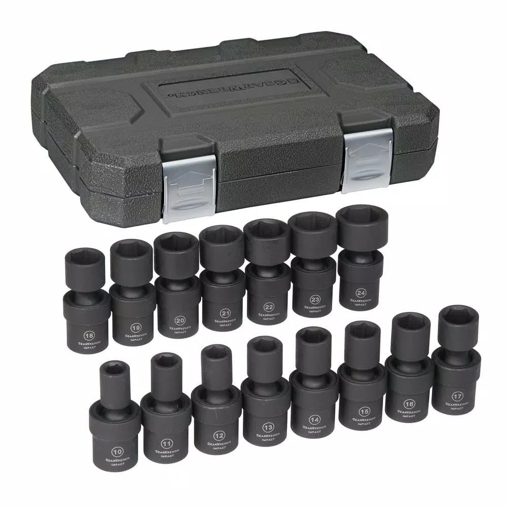 GearWrench 15-Piece 1/2 in. Drive Metric Impact Universal Socket Set