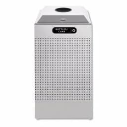 Rubbermaid Commercial Products Silhouette 29 Gal. Silver Square Steel Recycling Container for Cans and Bottles thumbnail 2