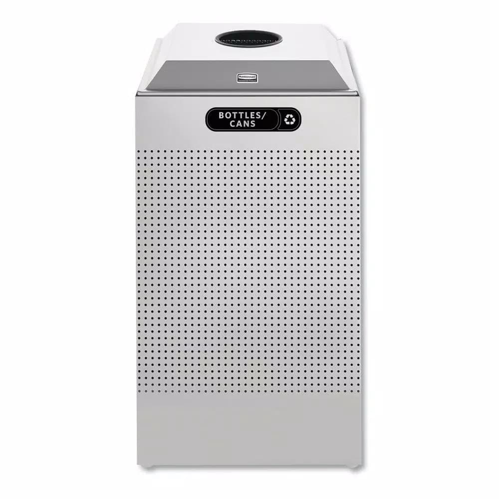 Rubbermaid Commercial Products Silhouette 29 Gal. Silver Square Steel Recycling Container for Cans and Bottles