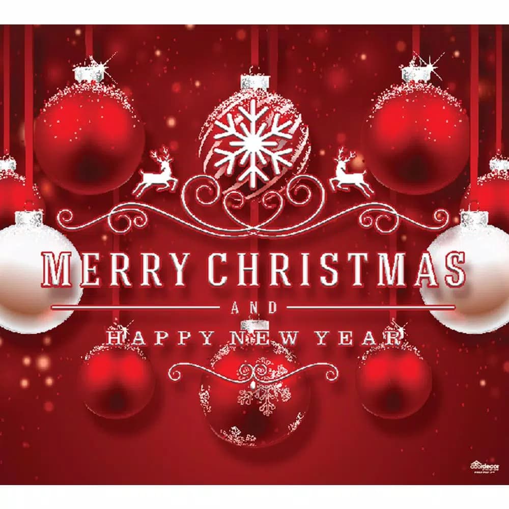My Door Decor 7 ft. x 8 ft. Red Ornaments Christmas Garage Door Banner Mural