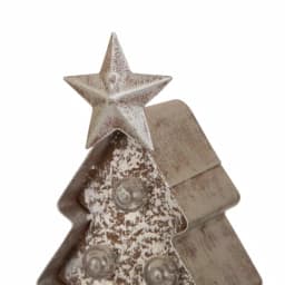 Glitzhome 7.5 in. Marquee LED Christmas Tree Stocking Holder - Wooden & Metal Holiday Decor thumbnail 2