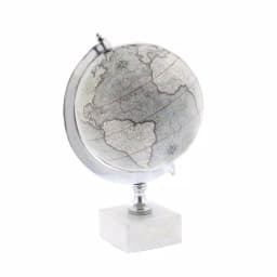 LITTON LANE 11 in. Modern Decorative White and Silver Globe with Stoneware Base thumbnail 2