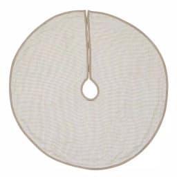 VHC Brands 48 in. Pearlescent Natural Tan Coastal Christmas Tree Skirt with Snowflake Pearl Buttons thumbnail 2
