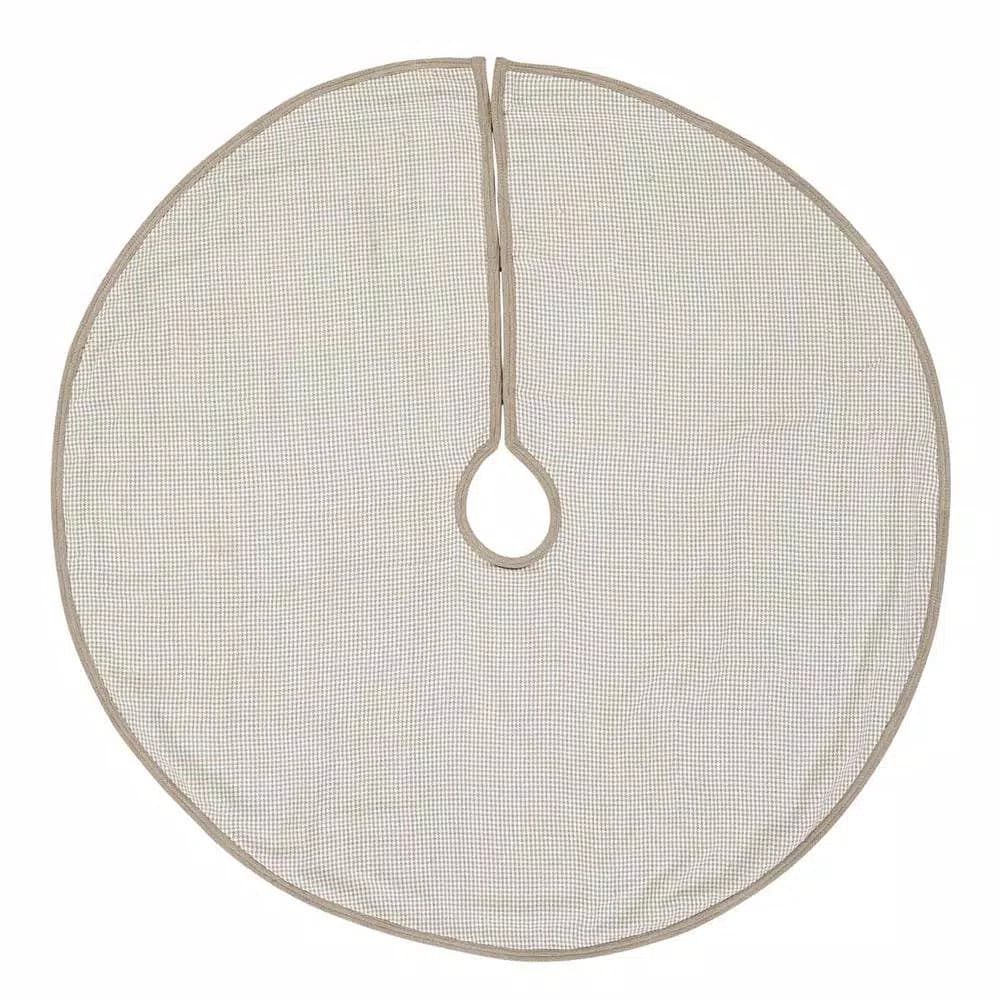VHC Brands 48 in. Pearlescent Natural Tan Coastal Christmas Tree Skirt with Snowflake Pearl Buttons