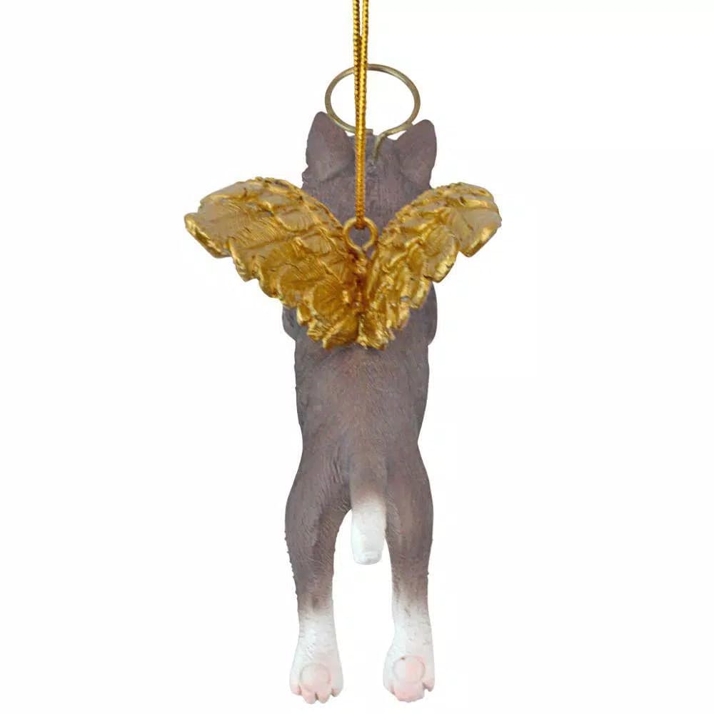 Design Toscano Honor the Feline Grey Tabby Angel Cat Christmas Ornament