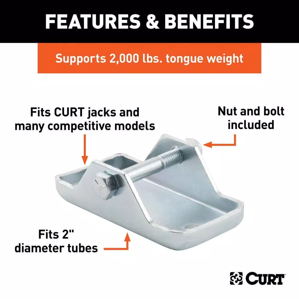 CURT Bolt-On Jack Foot for 2" Tube, 2,000 lbs. Capacity