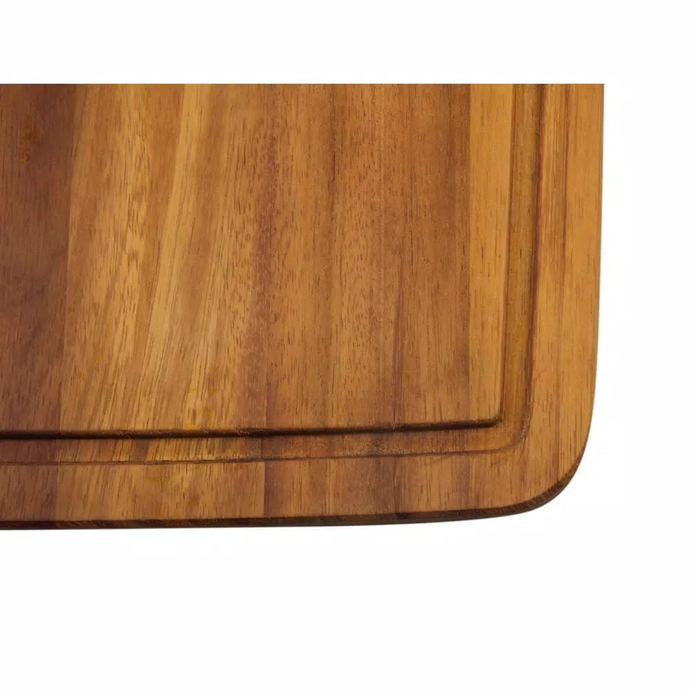 ALFI BRAND Iroko Wood Cutting Board - Large Rectangular Butcher Block for Chopping and Serving