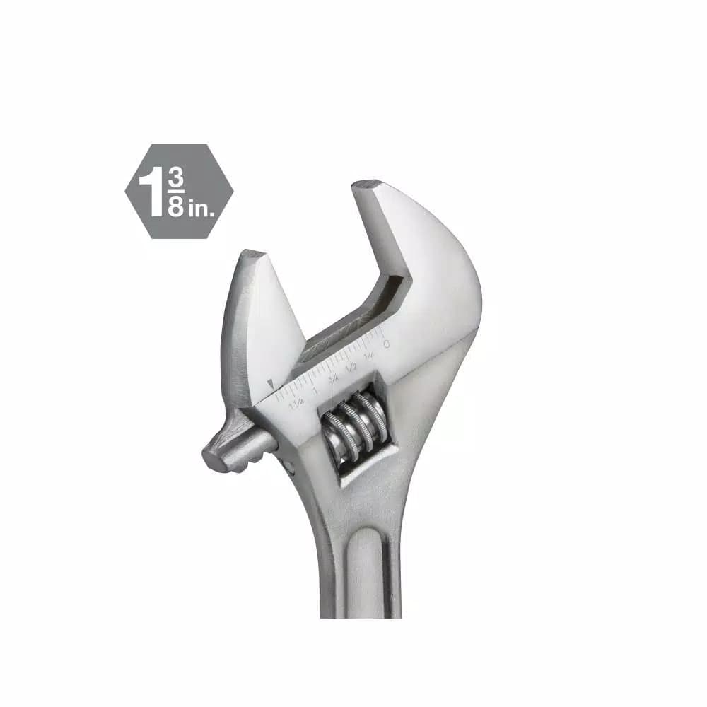 TEKTON 12 in. Adjustable Wrench, Carbon Steel with Satin Chrome Finish