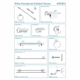 MODONA 4-Piece Bathroom Accessories Set, White Porcelain and Polished Chrome thumbnail 7