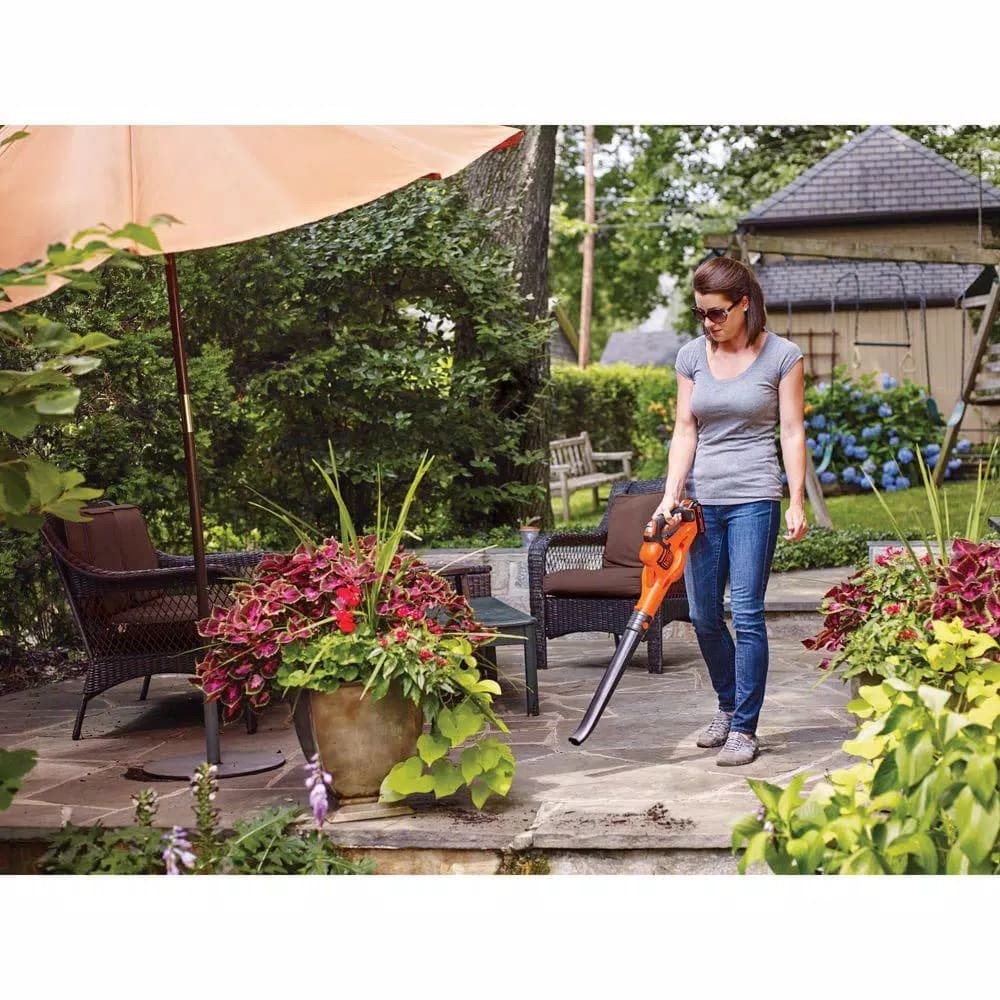 BLACK+DECKER 20V MAX Cordless Handheld Leaf Sweeper, 130 MPH, 100 CFM, Includes 2.0 Ah Battery and Charger