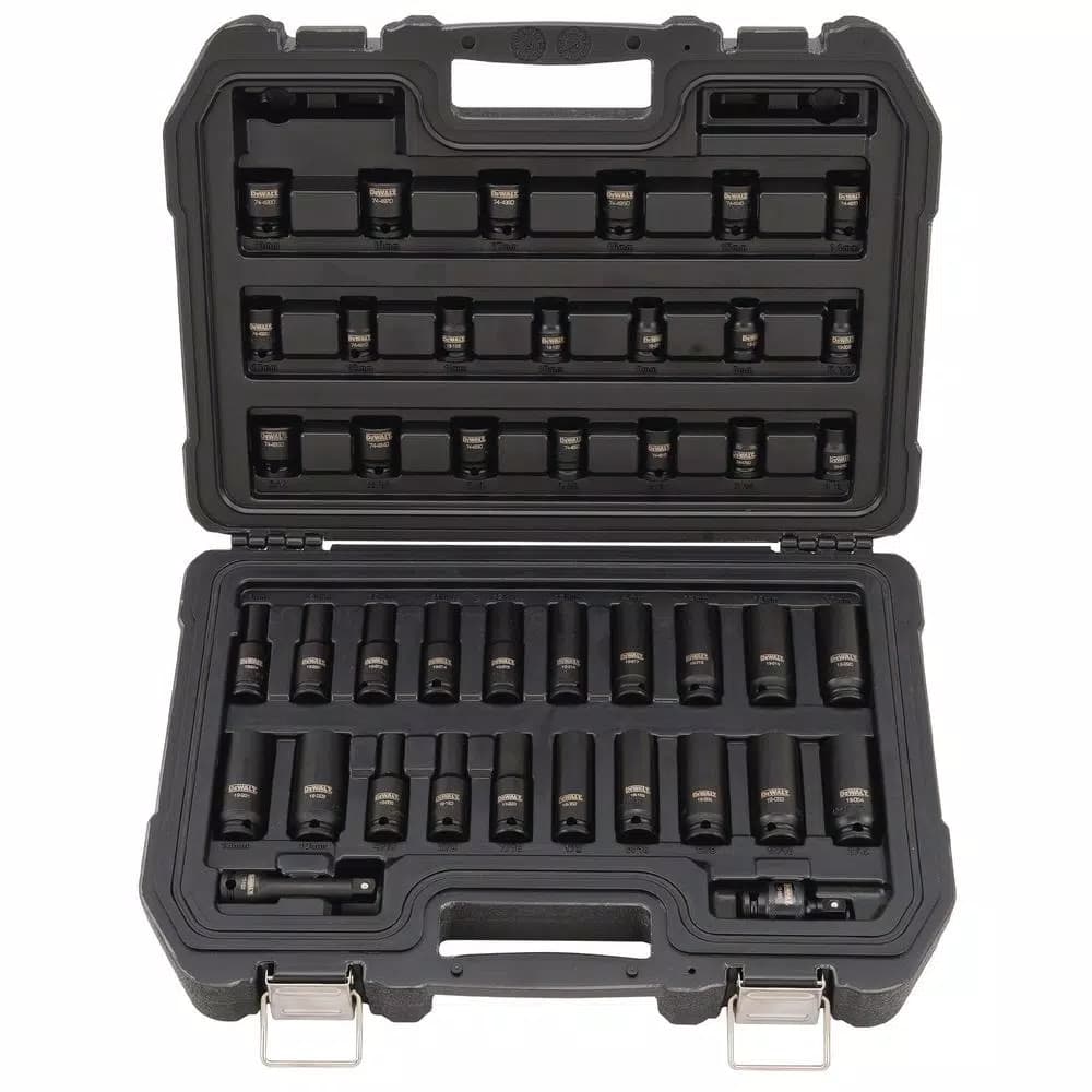 DEWALT 42-Piece 3/8 in. Drive Impact Socket Set with DirectTorque Technology, Metric & SAE