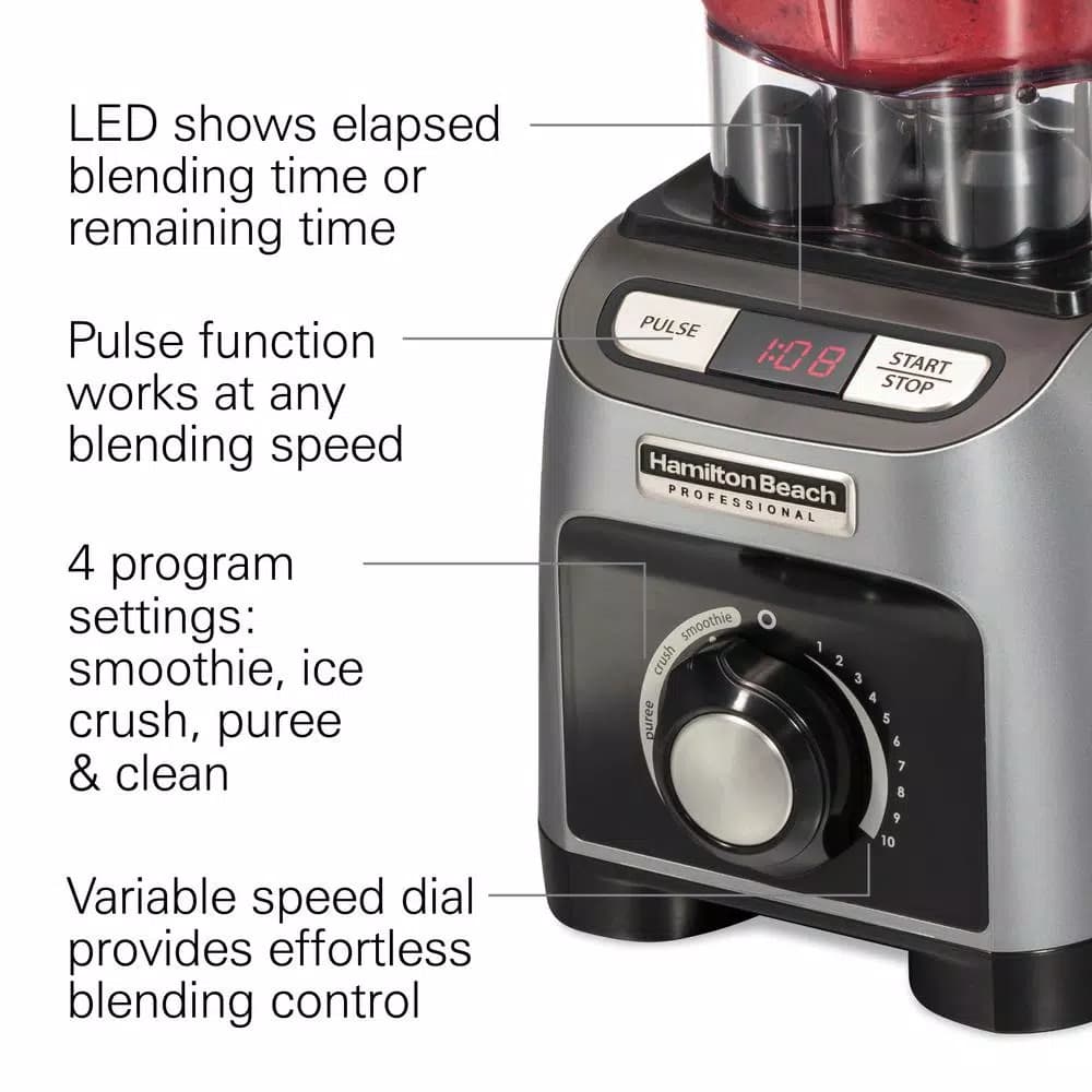 Hamilton Beach Professional 1800W Blender with 64 oz. Shatterproof Jar and 4 Program Settings