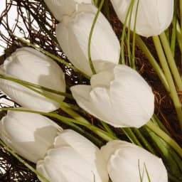 National Tree Company 24 in. White Tulip Wreath with Green Stems and Bristle Branch Base thumbnail 2