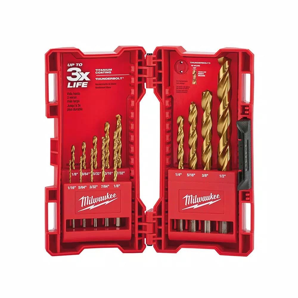 Milwaukee Thunderbolt Titanium Coated Twist Drill Bit Set, 14-Piece