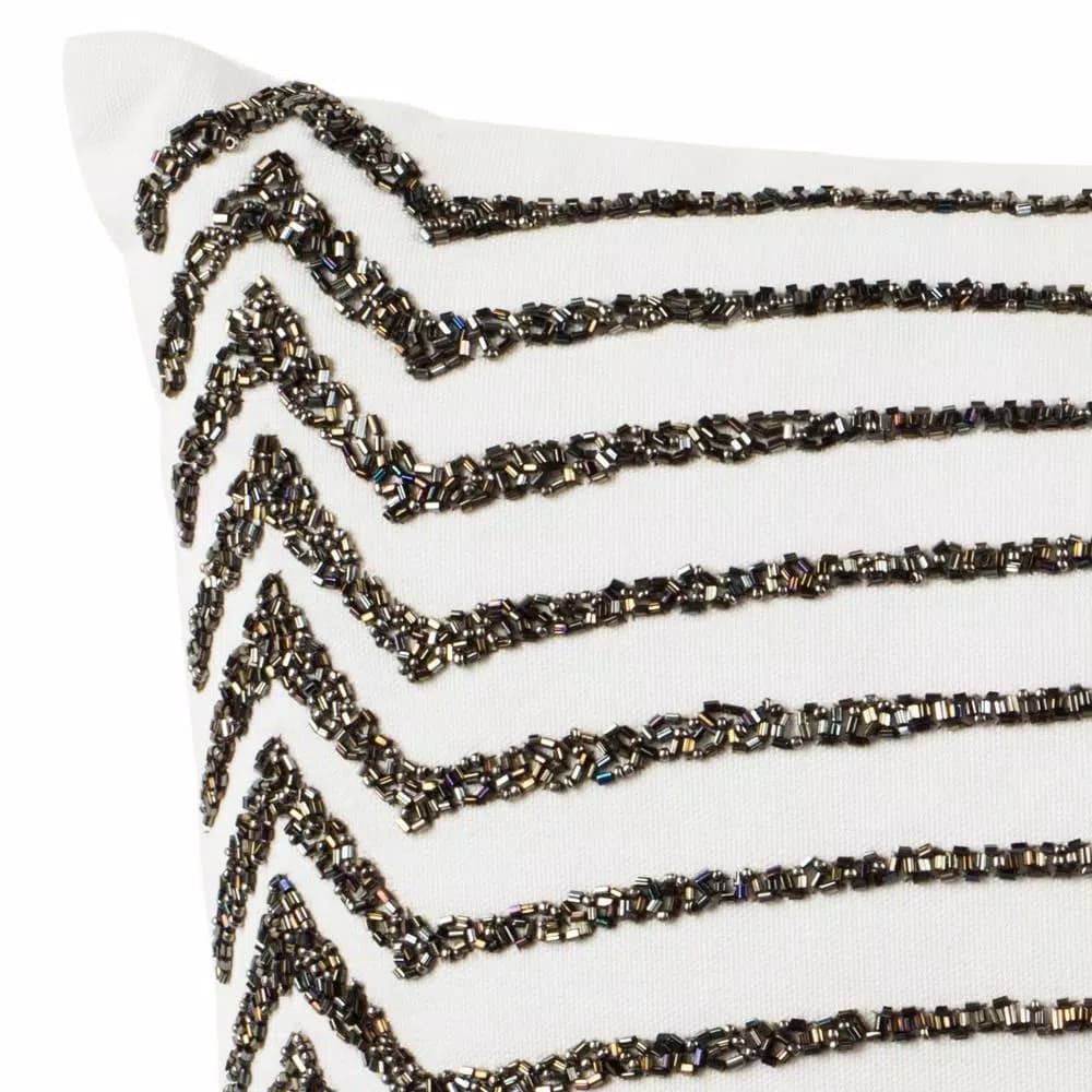 Safavieh Emilia Cream Striped 18 in. x 18 in. Cotton Throw Pillow with Down Alternative Fill