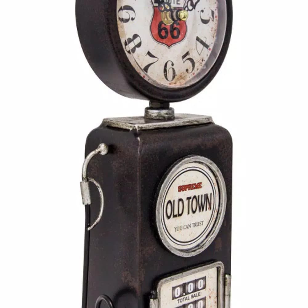 Yosemite Home Decor Old Town Black Gas Pump Table Top Analog Clock