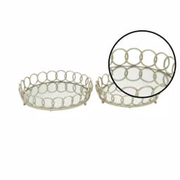 LITTON LANE Modern Reflections Silver Round Mirror Ring Trays, Set of 2 thumbnail 3