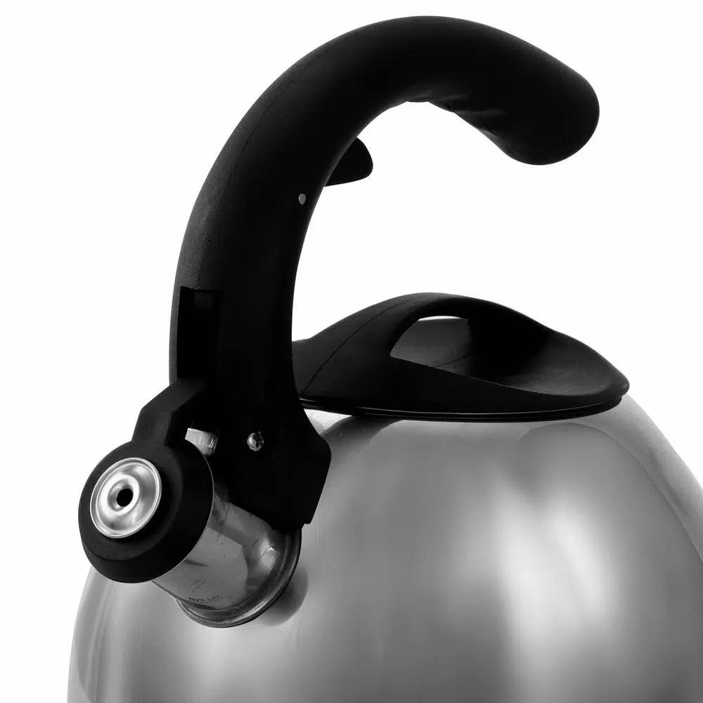 Mr. Coffee Steamline 2 Qt. Stainless Steel Tea Kettle with Whistle, Gray