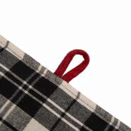 Glitzhome 48 in. Black and White Plaid Fabric Christmas Tree Skirt with Red Trim thumbnail 4
