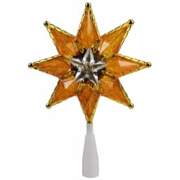 Northlight 8 in. Gold Mosaic 8-Point Star Christmas Tree Topper with Clear Lights thumbnail 1