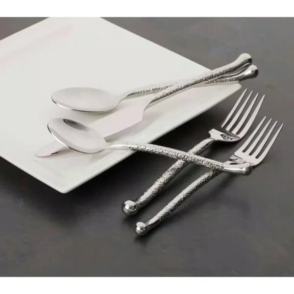 Utica Cutlery Co. Utica Cutlery Company Nouveaux Hammered 20-Piece Stainless Steel Flatware Set, Service for 4