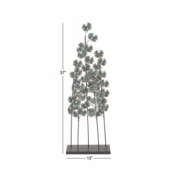 LITTON LANE Iron Metal Turquoise Ginkgo Leaves Sculpture with Gold Outline and Rectangular Base thumbnail 6