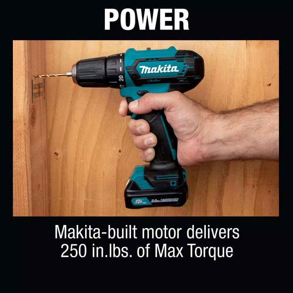 Makita 12V MAX CXT Lithium-Ion Cordless 3/8 in. Driver Drill Kit, 2.0 Ah
