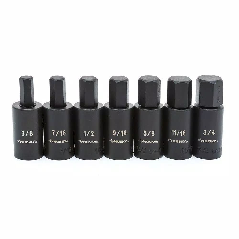 Husky 1/2 in. Drive SAE Hex Bit Impact Socket Set, 7-Piece