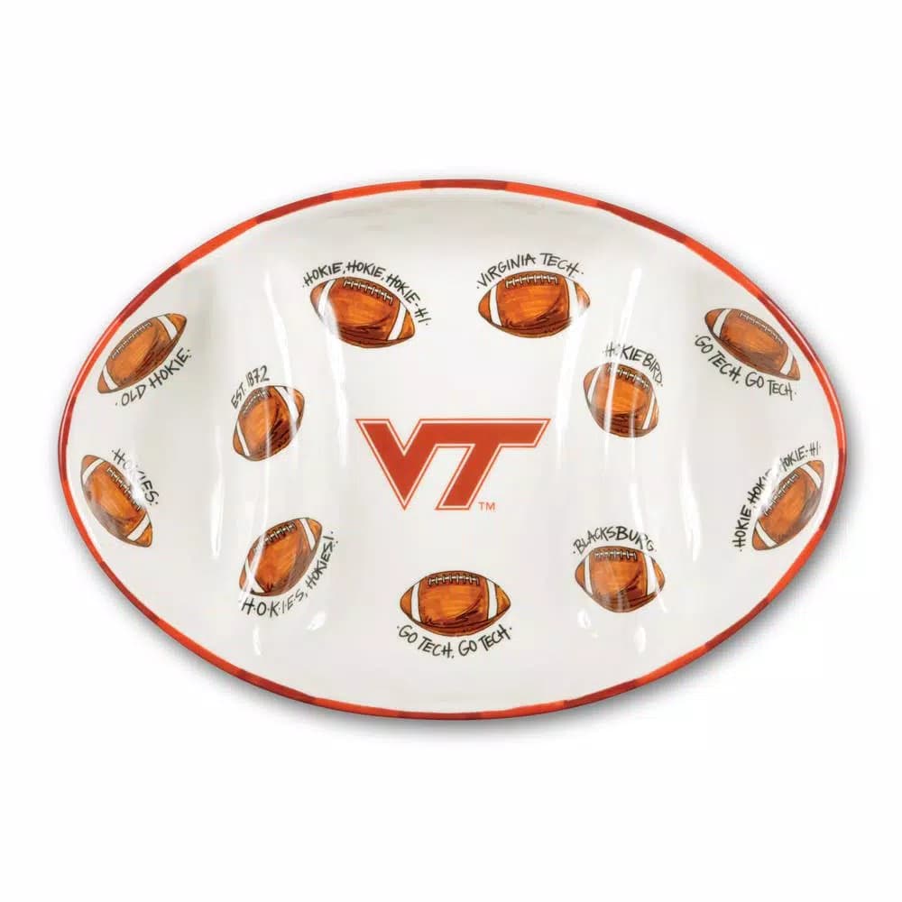 Magnolia Lane Virginia Tech NCAA Officially Licensed Ceramic Football Tailgating Serving Platter